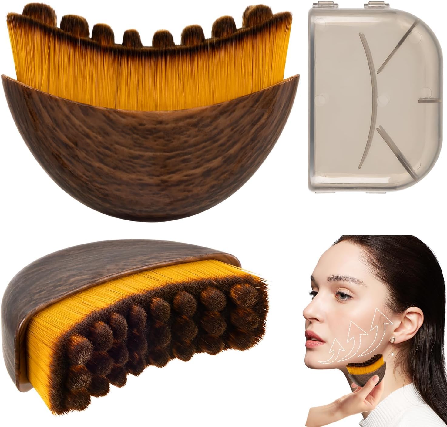Face Sculpting Brush for Lymphatic Drainage, Ergonomic Facial Massage Brush with Soft Bristles for Jawline, Chin and Cheek Contouring-image-44