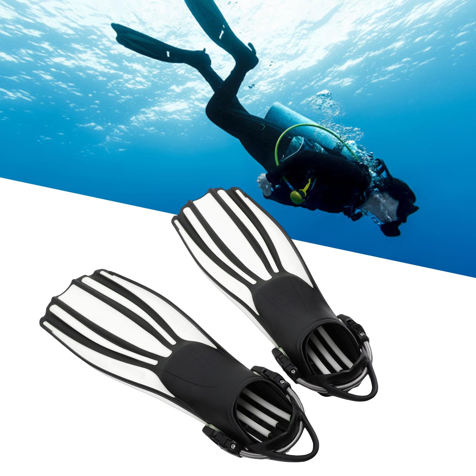 1 par de Aletas de Buceo, Aletas de Snorkel TPR Ajustables para Deportes Acuáticos de Natación