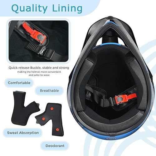 Miniatura 5 de SPARK - Cascos para bicicleta de montaña para niños, cascos de motocicleta para jóvenes, ATV, motocross, de cara completa, para hombres y mujeres,