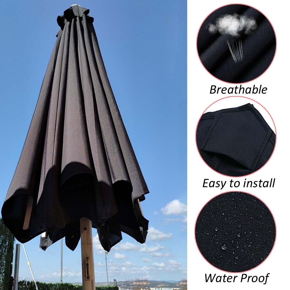 Copertura di ricambio per ombrellone da giardino a 6/8 costole, 2 m, colore beige, copertura in tessuto per ombrellone da giardino, soluzione ombreggiante per esterni