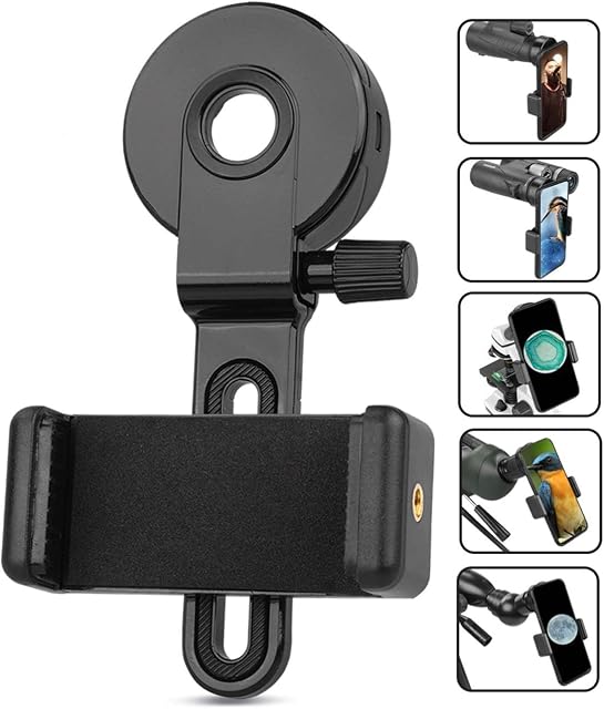 NOCOEX Upgrade Universal Cell Phone Adapter Mount - Compatible Binocular Telescope Monocular Microscope - Fits almost all Smartphone - Record The Nature The World with 2 Adjusting Ring (B)