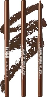 Kiss New York Professional Lip Liner Dark Brown 3 Pack: Long-Lasting Retractable Creamy Lipliner with Rich Pigment