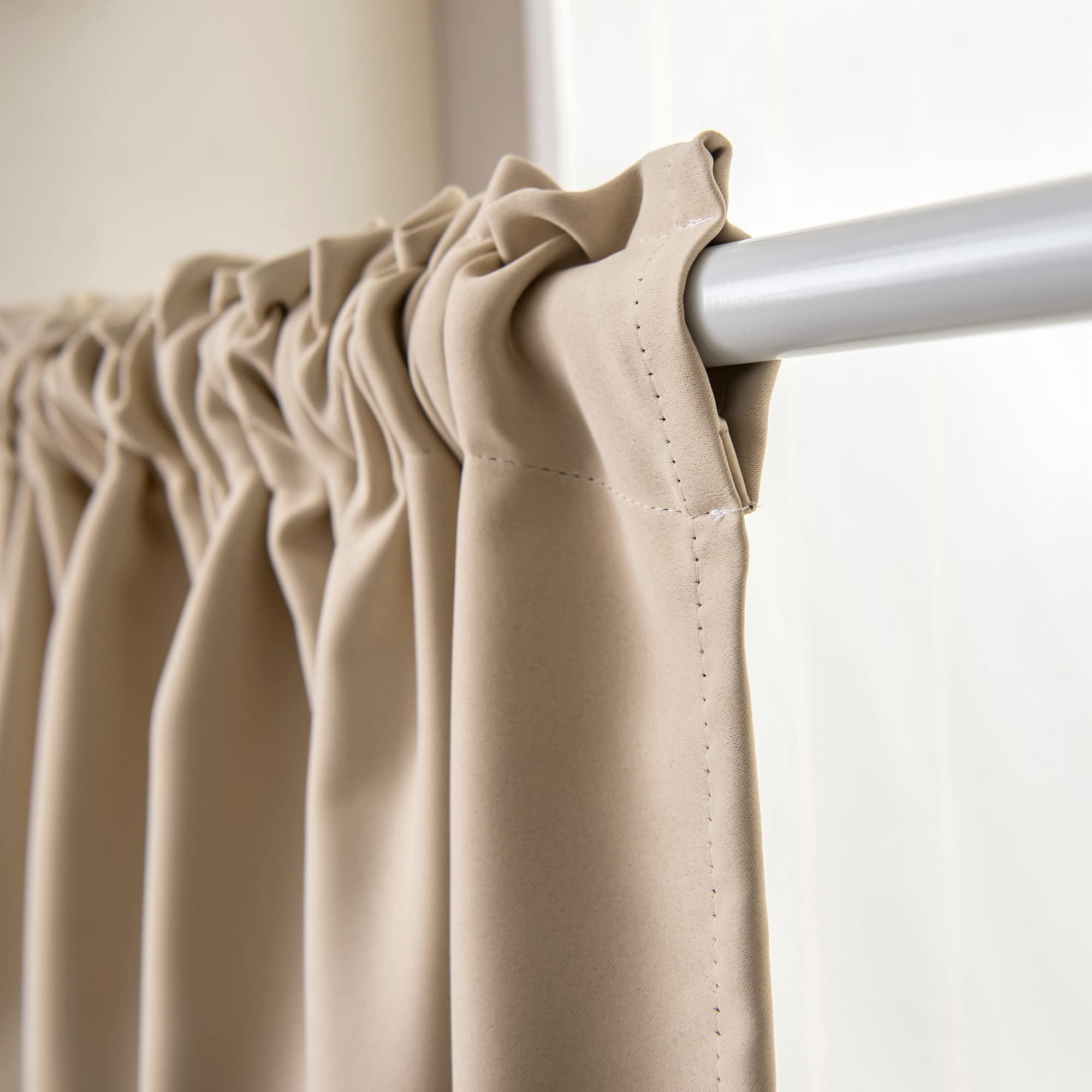 Tende oscuranti a 2 pannelli, per caffè, tenda corta, per cucina, bagno, lavanderia, balcone, beige, 130 x 41 cm
