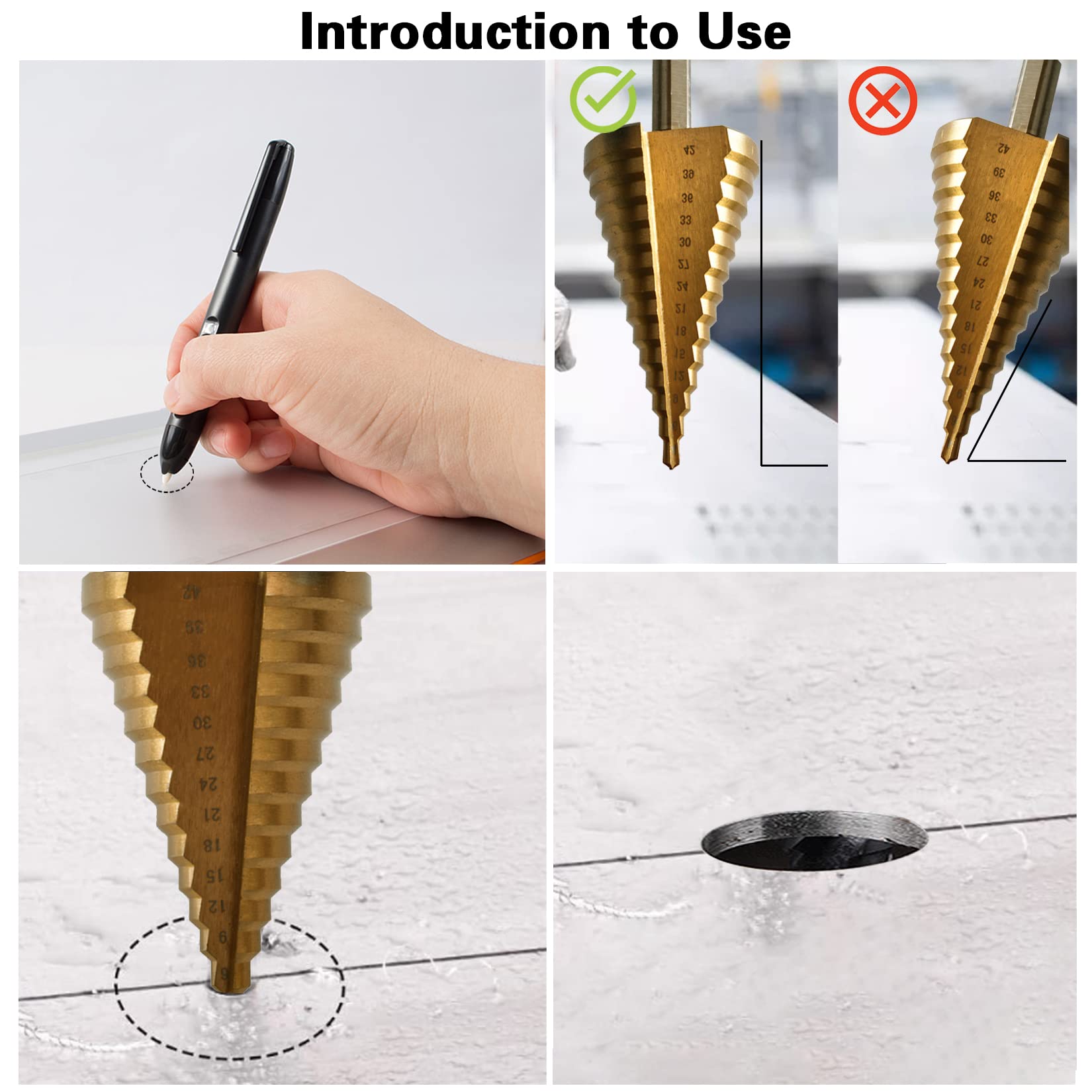 1 X Trapano A Gradini HSS Acciaio Cono Di Titanio Punta Foro - Foto 7