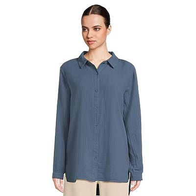 Mod o doc Long Sleeve Button Up Tunic Women