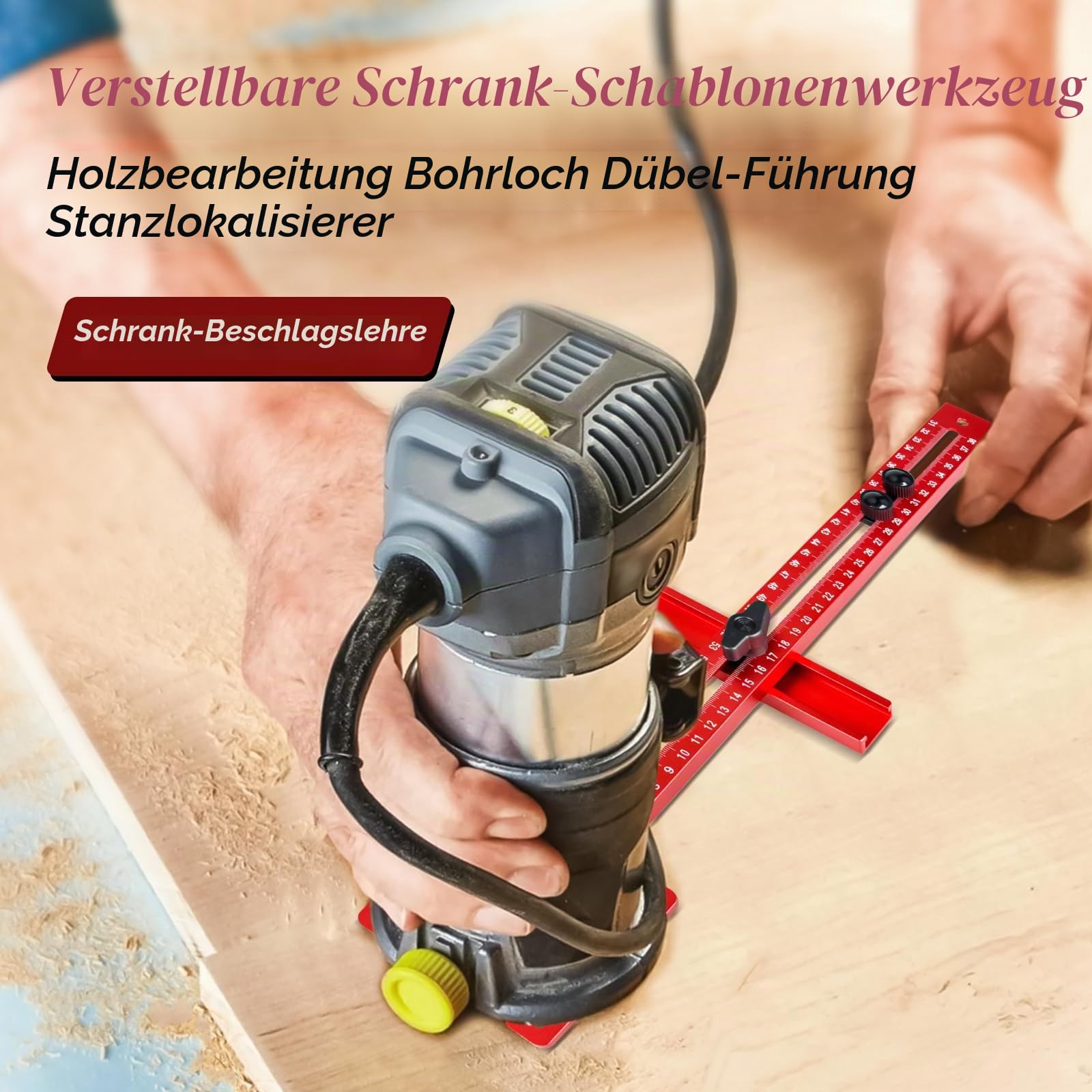 4 in 1 Router Fräsen Nut Halterung, Einstellbare Schrankschablone Werkzeug Aluminiumlegierung Router Fräswerkzeug Schrank Hardware Jig Router Tisch Einsatzplatte für Holzbearbeitung