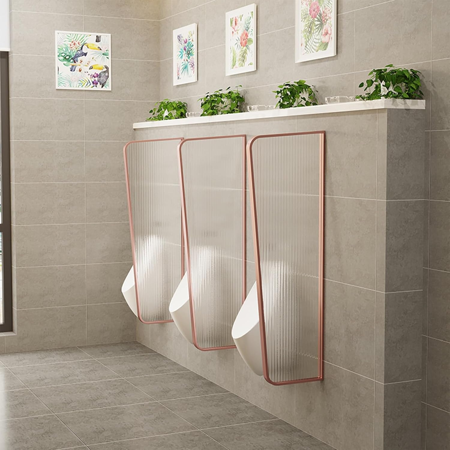 Urinal Partition Men's Toilet Urinal Accessories for Separating Space, Tempered Glass Urinal Screen Schools/Shopping Malls
