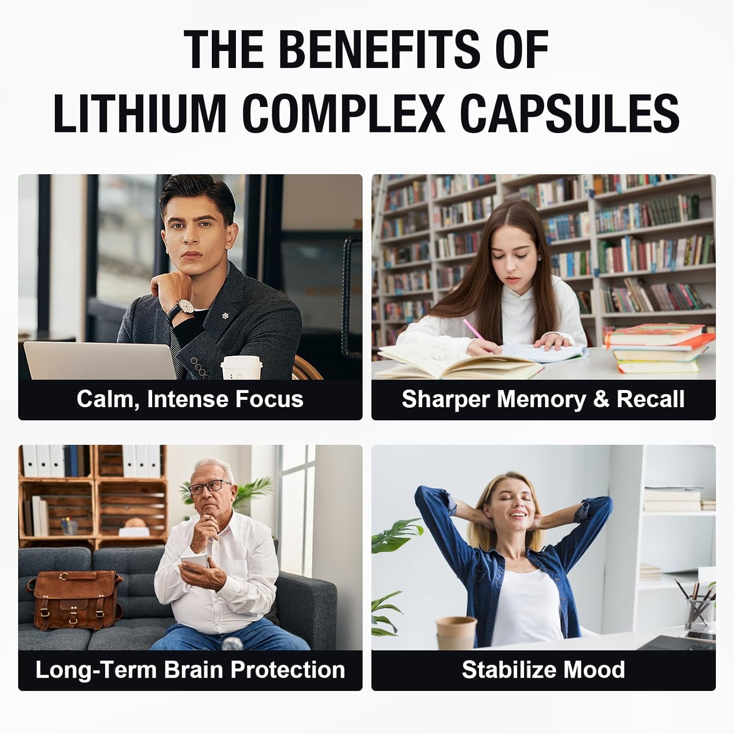 Lisopomal Lithium Orotate Complex Capsules, Lithium Orotate 20 mg, Magnesium Glycinate & Ashwagandha, Brain Health Supplements for Cognitive, Mood & Memory – Non-GMO, 120 Vegan Capsules - Image 5