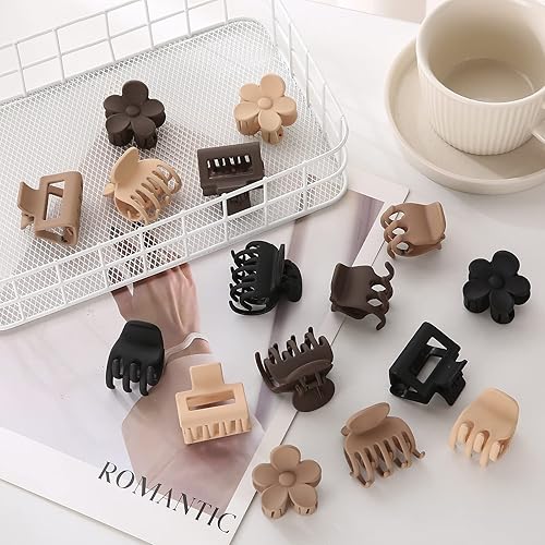 Miniatura 6 de 16 pinzas pequeñas para el cabello para mujeres y niñas, pinzas de garra mate duraderas para cabello fino, pinzas de agarre fuerte antideslizantes