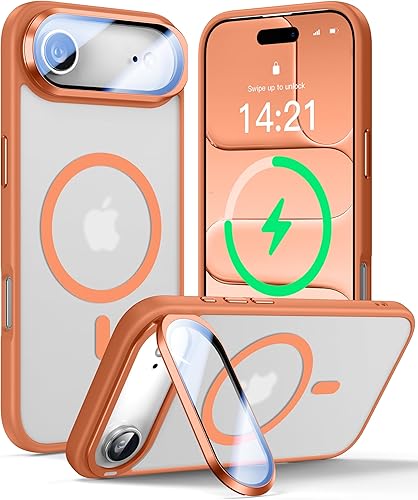 Miniatura 8 de Funda para iPhone 14 Pro de 6.1”, cubierta para cámara con soporte, protector de lente de cámara 9H, compatible con MagSafe, a prueba de golpes de