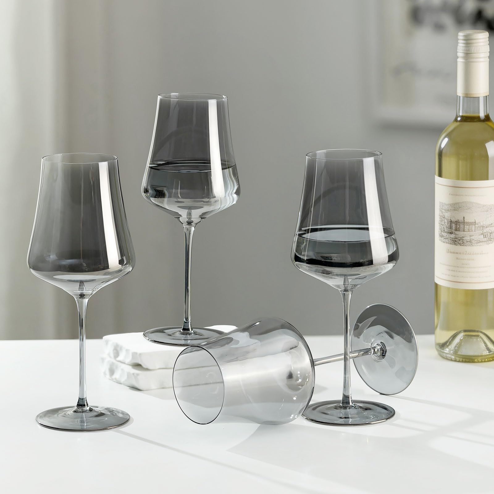 Gaues Verres à Vin, Lot de 6, 450 ml, Cristal Soufflé Bouche | Sans plomb, Avec long pied, Pour vin rouge et vin blanc, Idéal pour les fêtes, Pour restaurants