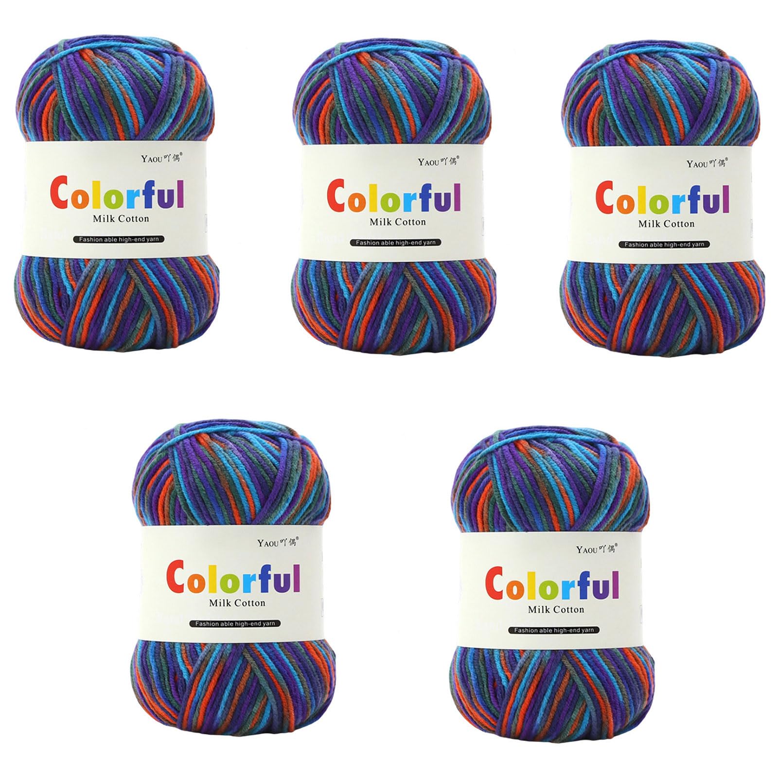 Tsophreniq 5Rolls Multicolored Acrylic Yarn Milk Cotton Yarn for Knitting Sweater Baby Clothing Scarves Blankets Sewing Projects Acrylic