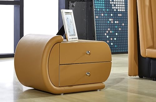 Miniatura 7 de Container Furniture Direct Thompson Collection - Mesita de noche contemporánea tapizada de piel sintética con tiradores de cajón cromados, estándar,