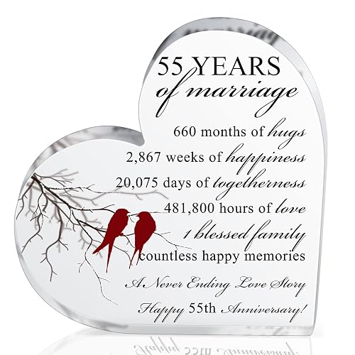 Qunclay 55th Years of Marriage Gift Wedding Anniversary Souvenir Heart