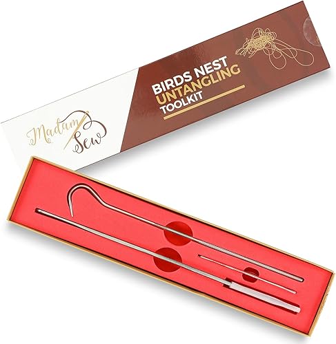 Madam Sew Kit de herramientas para desenredar el nido de pájaros, juego de gancho de hilo y liberación de puntadas con hoja de repuesto que resuelve
