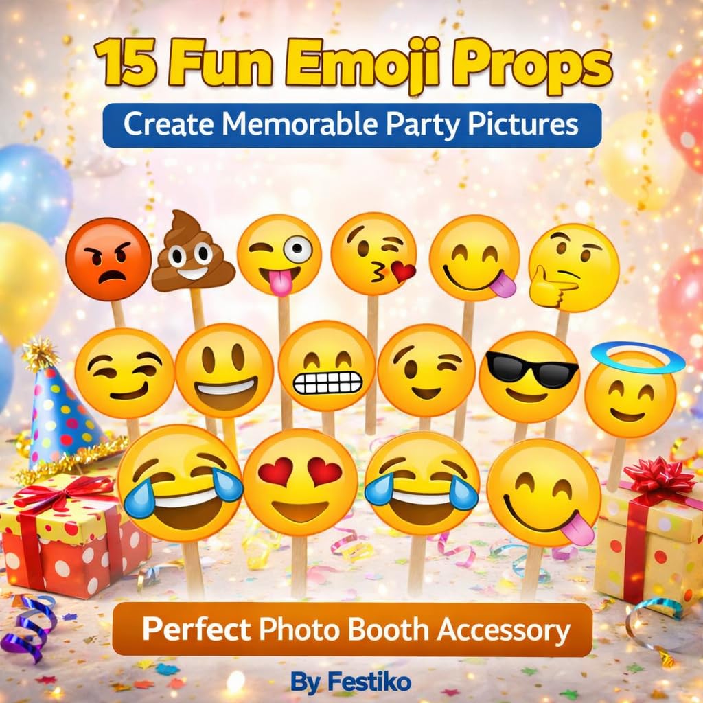 Emoji Photo Booth Props - Fun Party Decorations -7 Emoji Photo Booth Props - Fun Party Decorations -7
