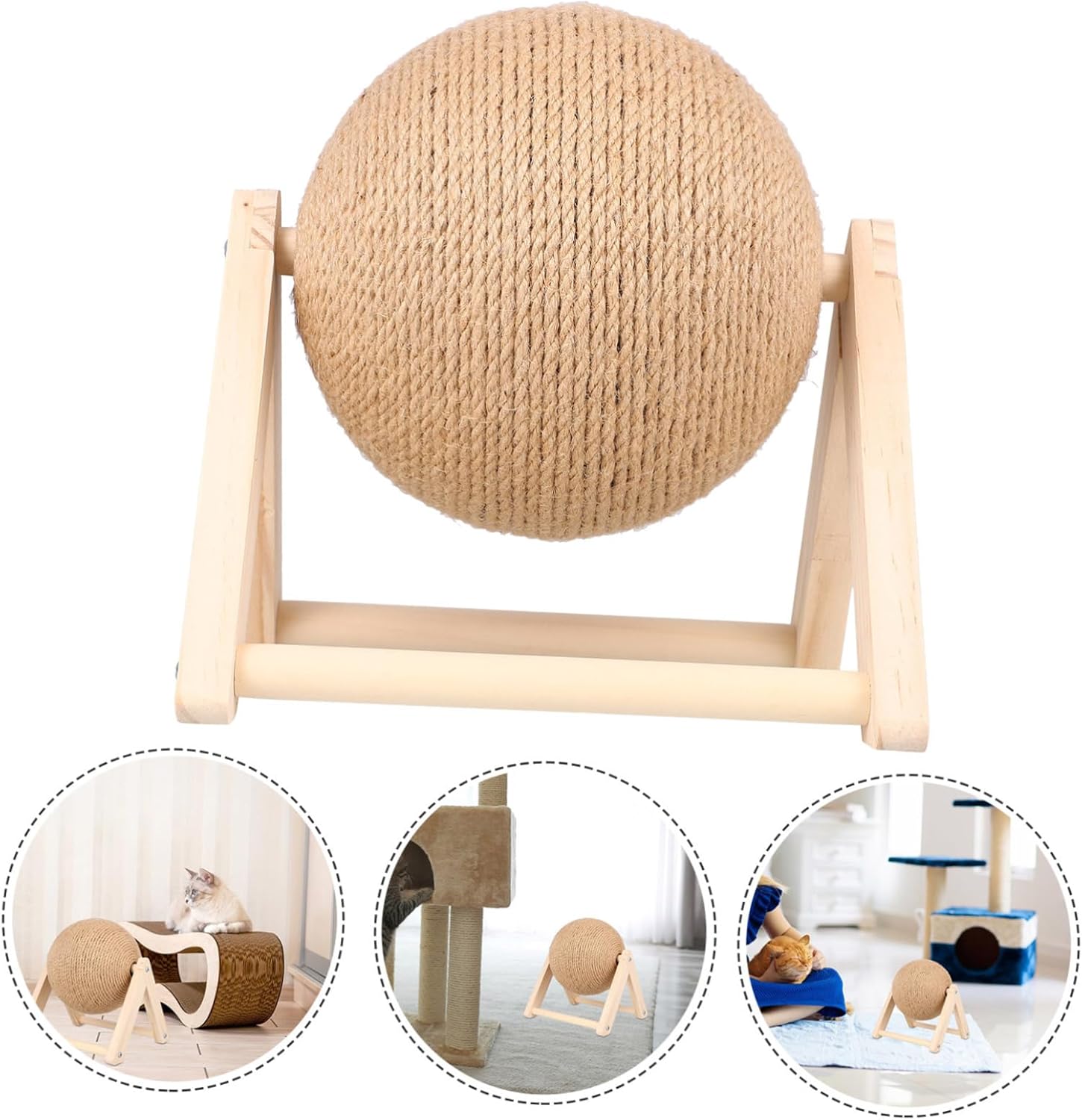 HANABASS Pet Cat Scratching Frame Sisal and Solid Kitten Scratching Board for Indoor Cats for Exercise and Relief Brown Medium