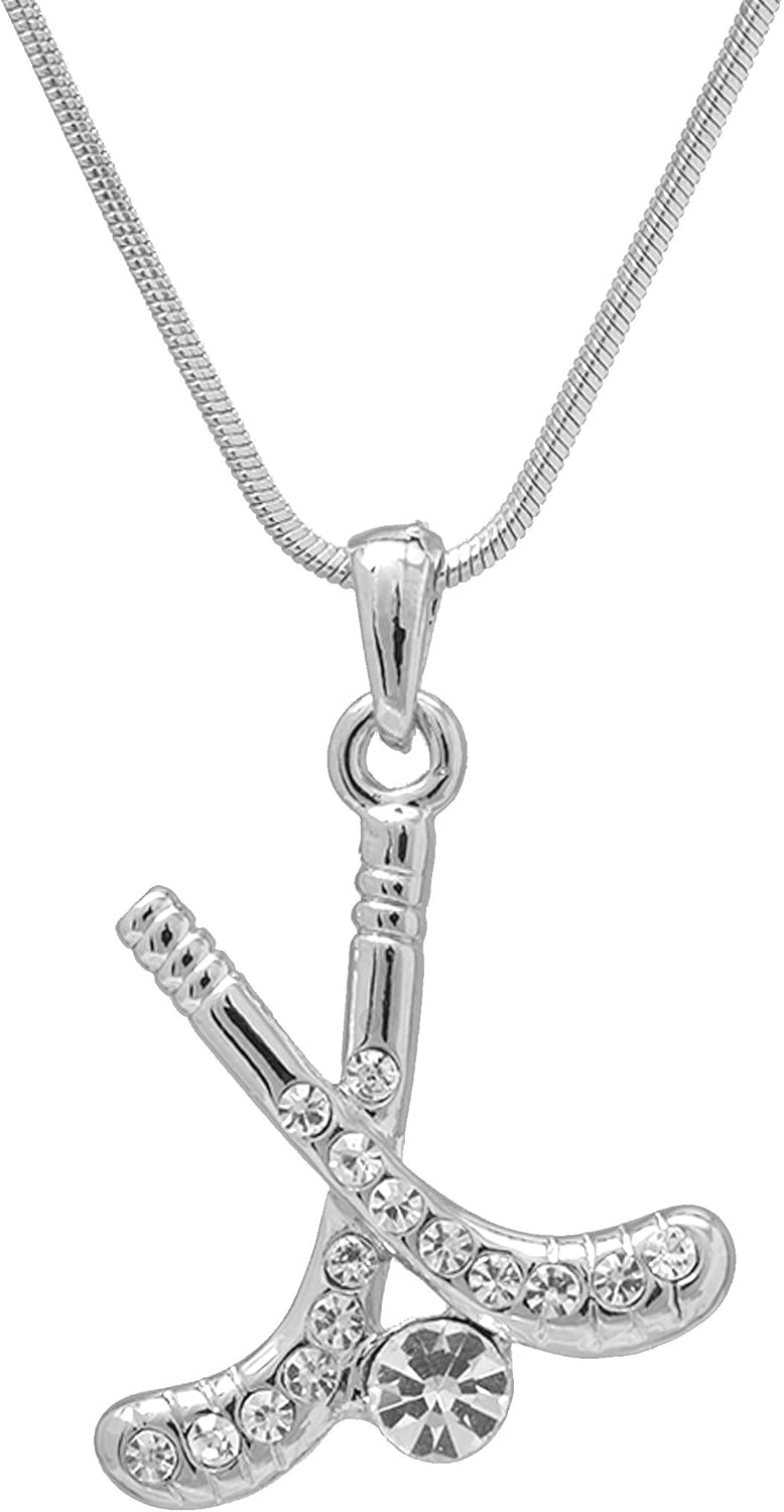 Spinningdaisy Crystal Field Hockey Stick with Ball Necklace