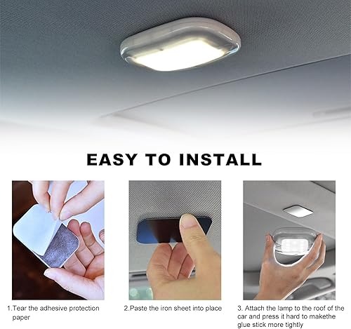 Miniatura 3 de Luz magnética de cúpula para automóvil, luz interior de techo de techo, recargable por USB, 10 LED, luz de cúpula inalámbrica interior del automóvil