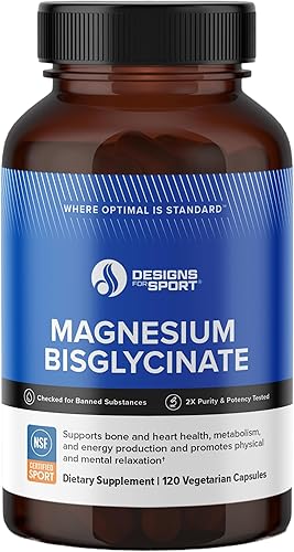 Designs for Sport Bisglicinato de magnesio - Suplemento de magnesio para apoyar la energía ATP, la recuperación muscular, la salud ósea y la salud disponible en Yaxa Peru