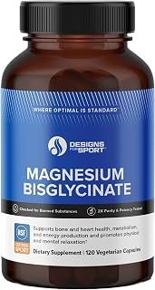 Designs for Sport Magnesium Bisglycinate - Magnesium Supplement to Support ATP Energy, Muscle Recovery, Bone Health & Heart Health - NSF Certified for Sport (120 Capsules)