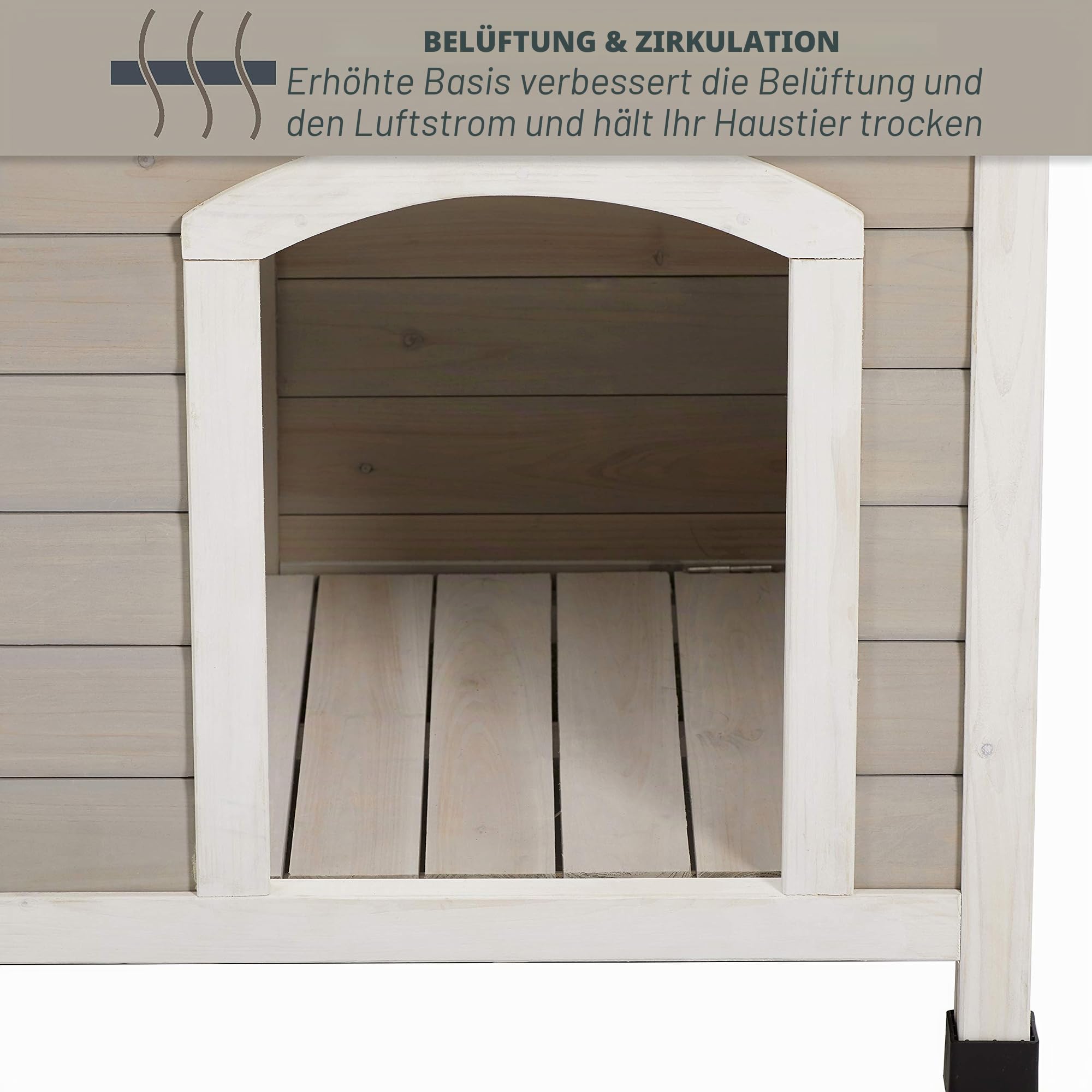 MidWest Homes for Pets Eillo Hundehütte aus Holz für den AuÃŸenbereich, klappbar, ohne Werkzeug zur Montage | Hundehütte ideal für kleine Hunderassen, beige (12EWDH-S)
