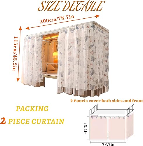 Miniatura 2 de Cortinas opacas para dormitorio individual y individual, litera, a prueba de polvo, para debajo de la cama, cortinas de privacidad, 2 paneles