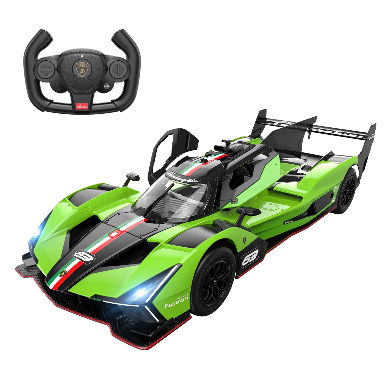 RASTAR 1/14 RC Car Lamborghini SC63 LMDh Remote Control Sports Car, Le Mans Hypercar Lamborghini Toy Car for Kids, 2.4GHz Verde Mantis Green