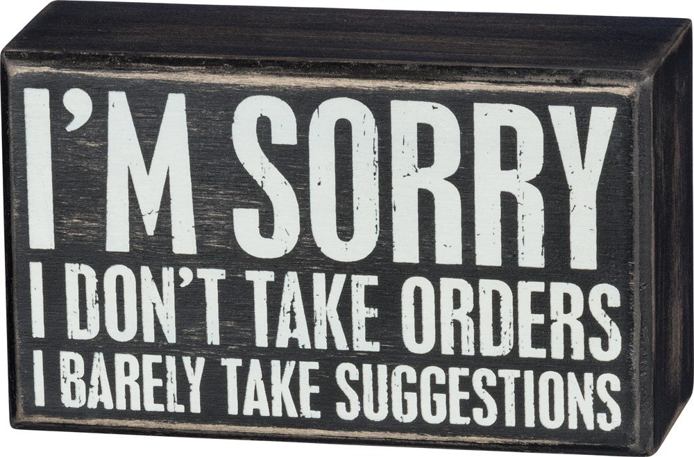 Primitives by KathyBox Sign - Suggestions, 5x3 inches, Black, White