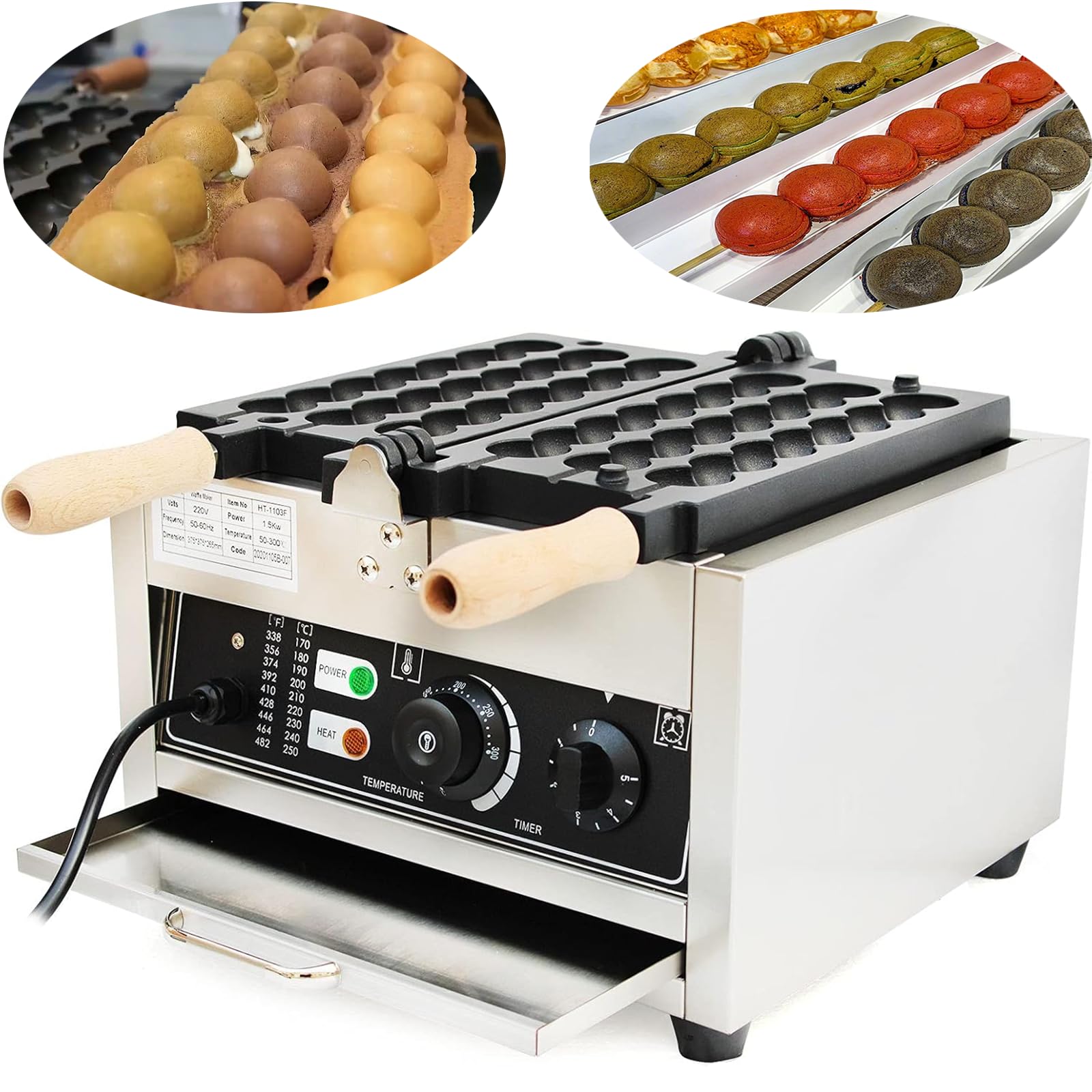 Gofrera para 6 gofres con carcasa de acero inoxidable para gofrera de 1500 W con placas antiadherentes Hog Dog, Electrodoméstico