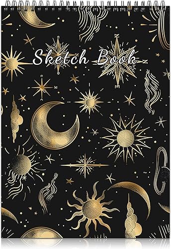 Miniatura 10 de Deokke Cuaderno de bocetos encuadernado en espiral, 9 x 12 pulgadas, papel grueso de 3.53 ozm, 50 hojas y 100 páginas, libro de bocetos artísticos,