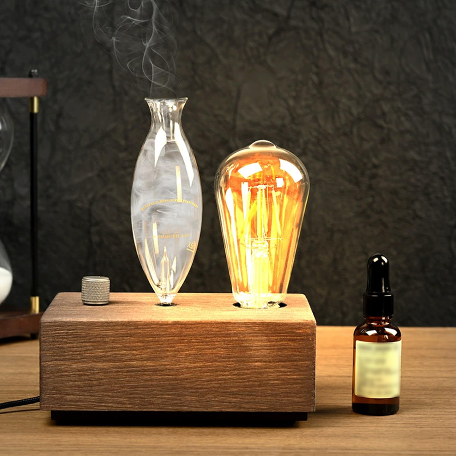 Difusor Nebulizador De Aceites Esenciales, Difusor De Fragancias Sin Agua, con Base De Madera Y Luz, Sin Calor, para Aromaterapia, Hogar, Habitaciones Grandes Y Hoteles