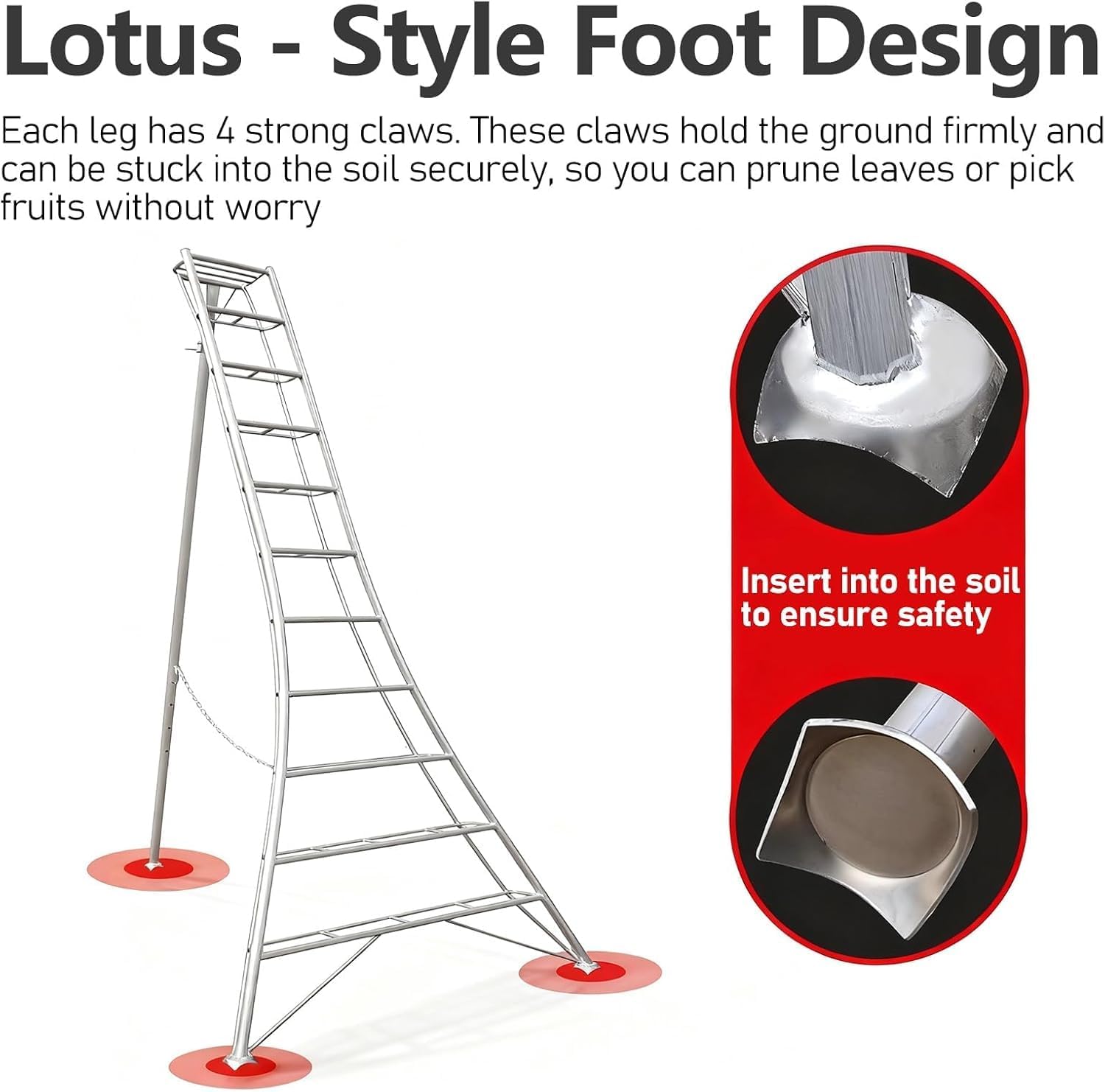 Adjustable Height Patio Pruning Ladder for Foldable Orchard Ladders Tripod, Blueberries, High Branch Work Ladder with Wider Steps & Anti-Slip Texture(3 Layer-0.9m/35.4in)