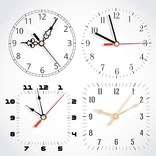 Miniatura 4 de Hicarer Kit de mecanismo de movimiento de reloj de cuarzo, mecanismo de reloj de pared, piezas de reparación de repuesto DIY con 4 pares de