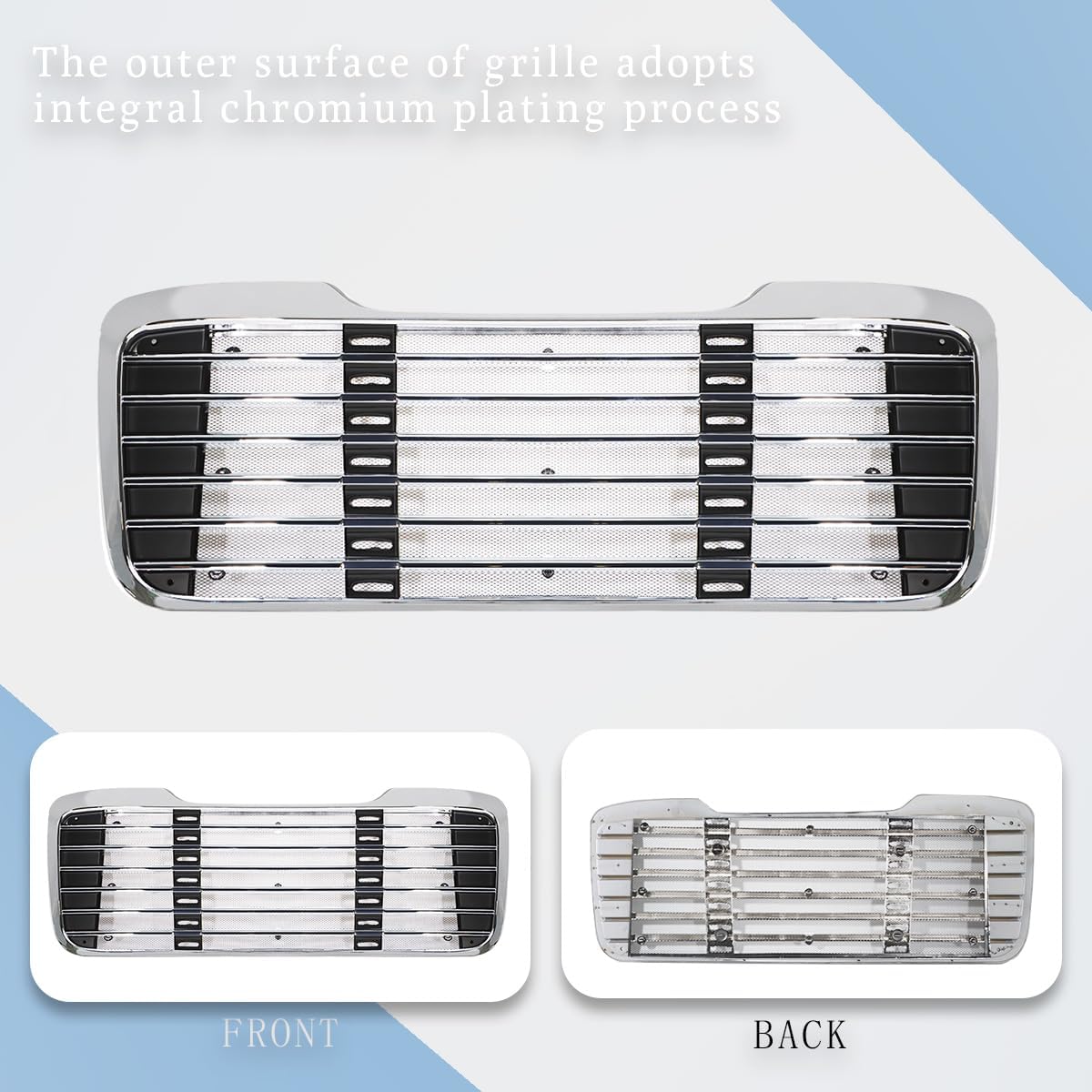 Chrome Front Hood Radiator Grille Compatible With Freightliner M2 2004-2013 (with Bug Screen)