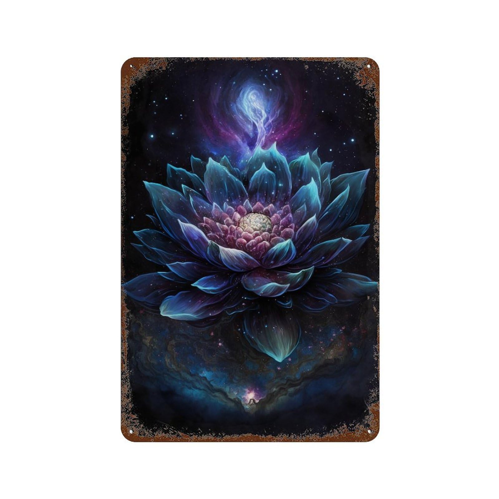 Garage Style Cosmic Lotus Bloom-5 Vintage Metal Tin Sign 11.8"x7.9", Rustic Home Decor for Bar And Workshop