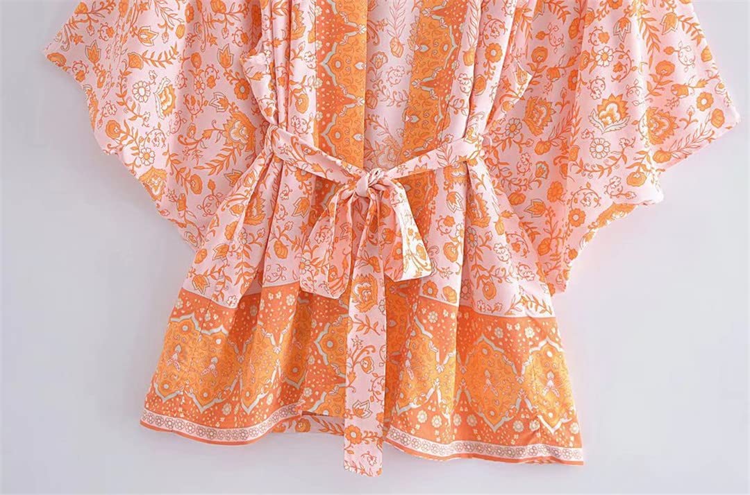Kimono de plage ample pour femme - En rayonne de coton - Style bohème, Comme indiqué sur la photo, M