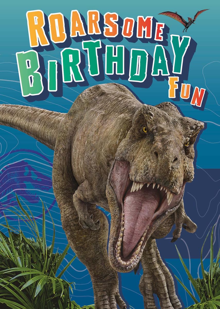Jurassic World Birthday Card, Dinosaur Theme Greeting Card, Roarsome Birthday Fun