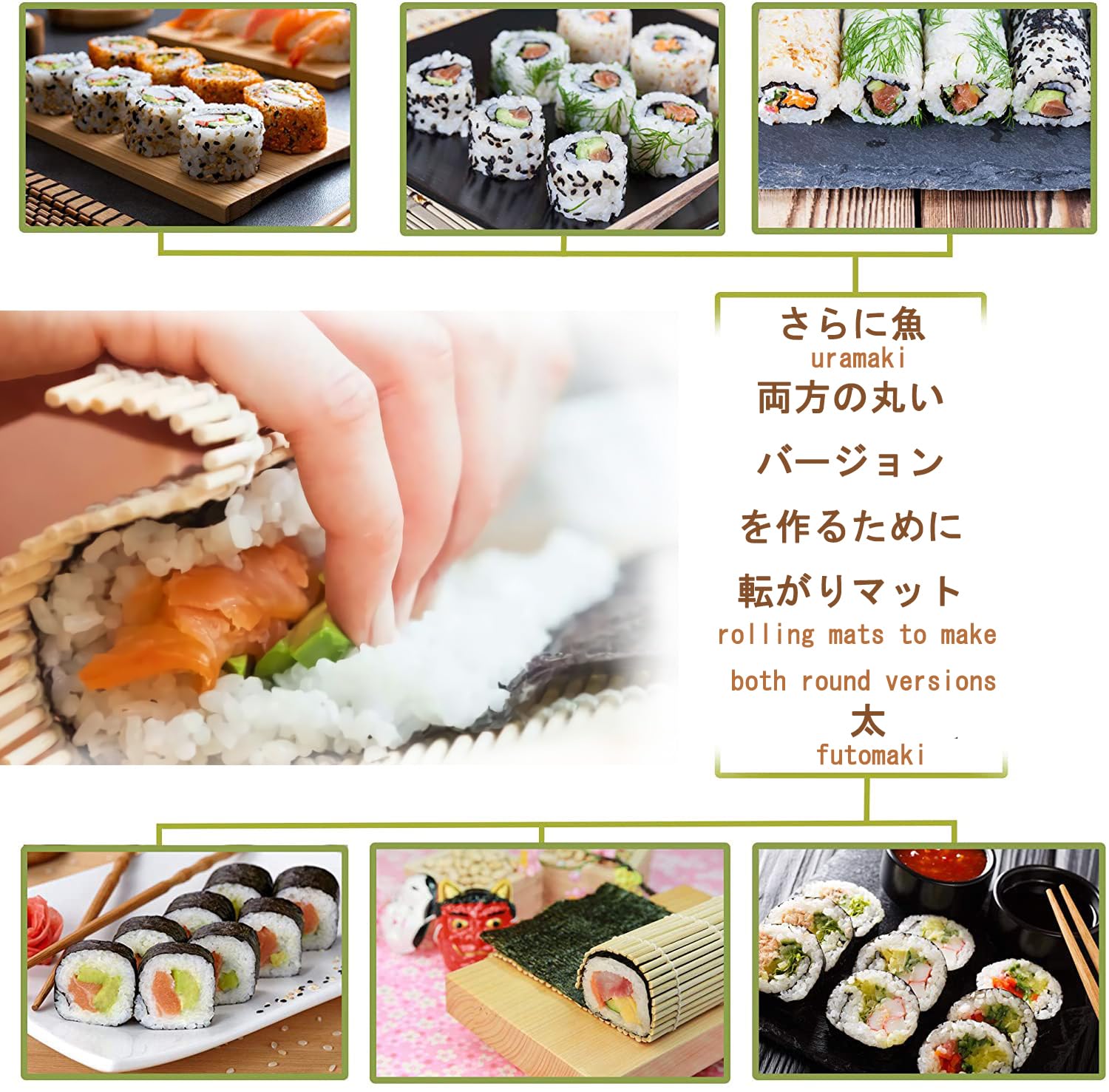 Kit de fabricación de sushi, bazuca de sushi, fabricante de sushi, tapete de bambú para principiantes 3