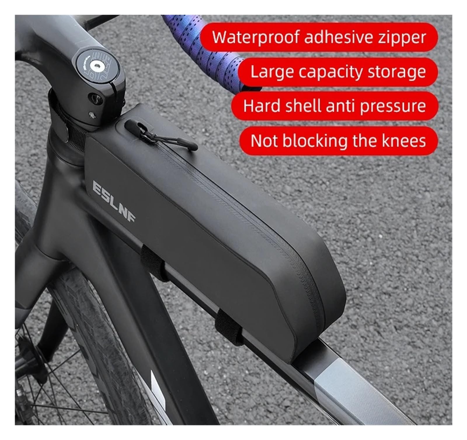 Borsa for tubo manubrio anteriore for bici con guscio rigido EVA da 1 pezzo | Pendolarismo quotidiano, deposito ciclistico all'aperto dell'attrezzatura da equitazione