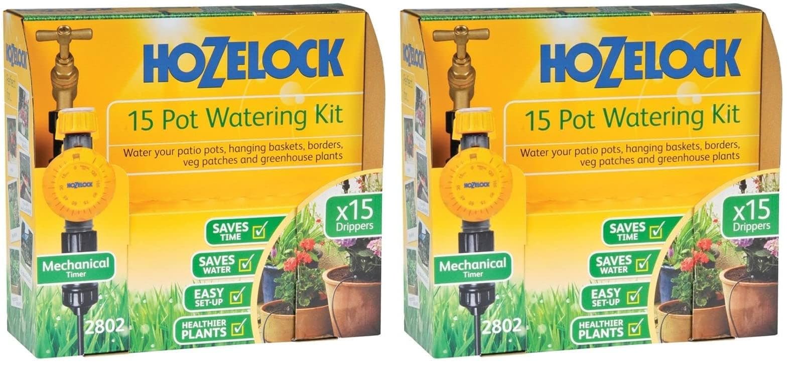 Kit d'arrosage goutte-à-goutte Hozelock automatique avec minuteur pour 15 pots