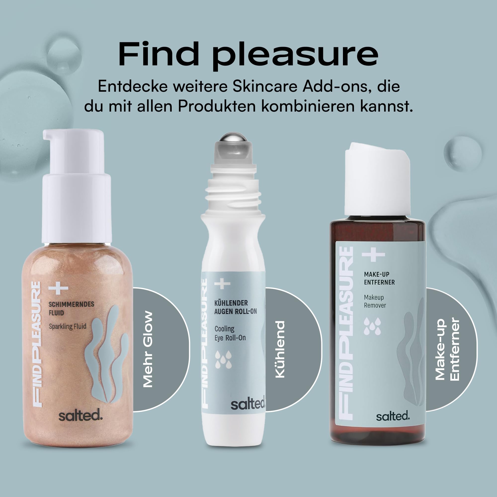 salted. Rullo rinfrescante per occhi | 15 ml | con niacinamide e microalghe | rullo per occhi contro occhiaie, rughe e gonfiore | rinfrescante anti anti invecchiamento per uomini e donne | vegano