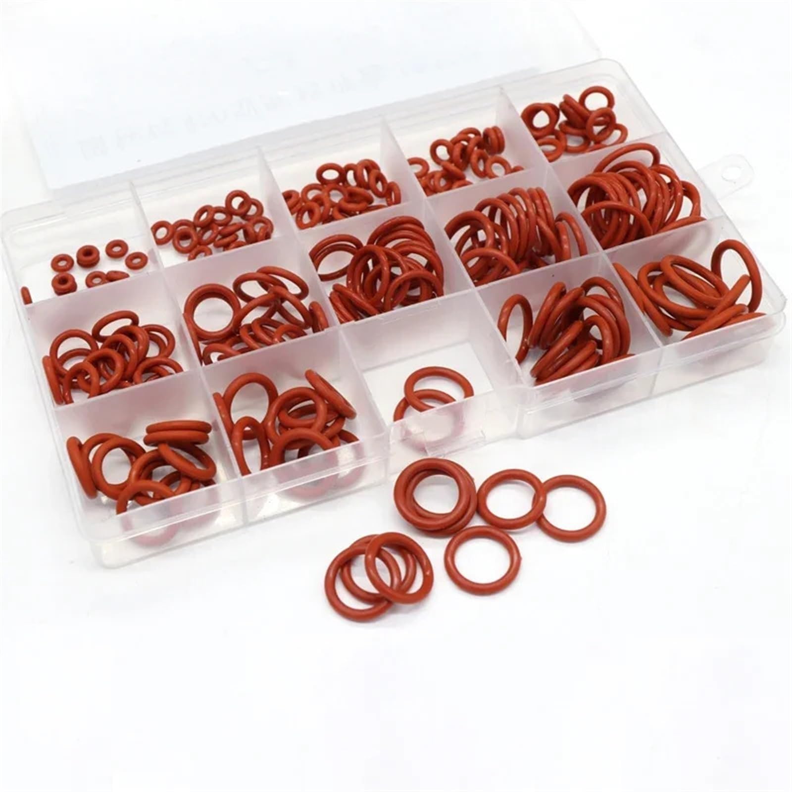 Juego de juntas tóricas de goma VMQ NBR FKM en caja, surtido de juntas tóricas de color rojo, negro y verde for juntas de automóviles(300Pcs NBR Black)