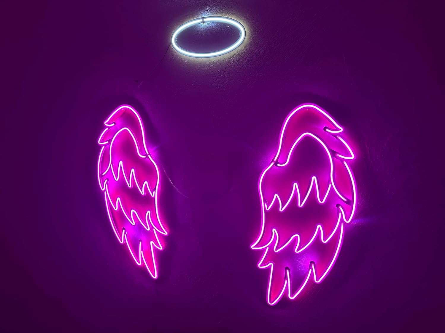 Neon Wings Neon Metal Sign – Striking LED Neon Wall Art with Metal Backing, Perfect for Modern Home Décor, Bars, or Studios. Bold and Unique Neon Light Sign (With Remote Control)