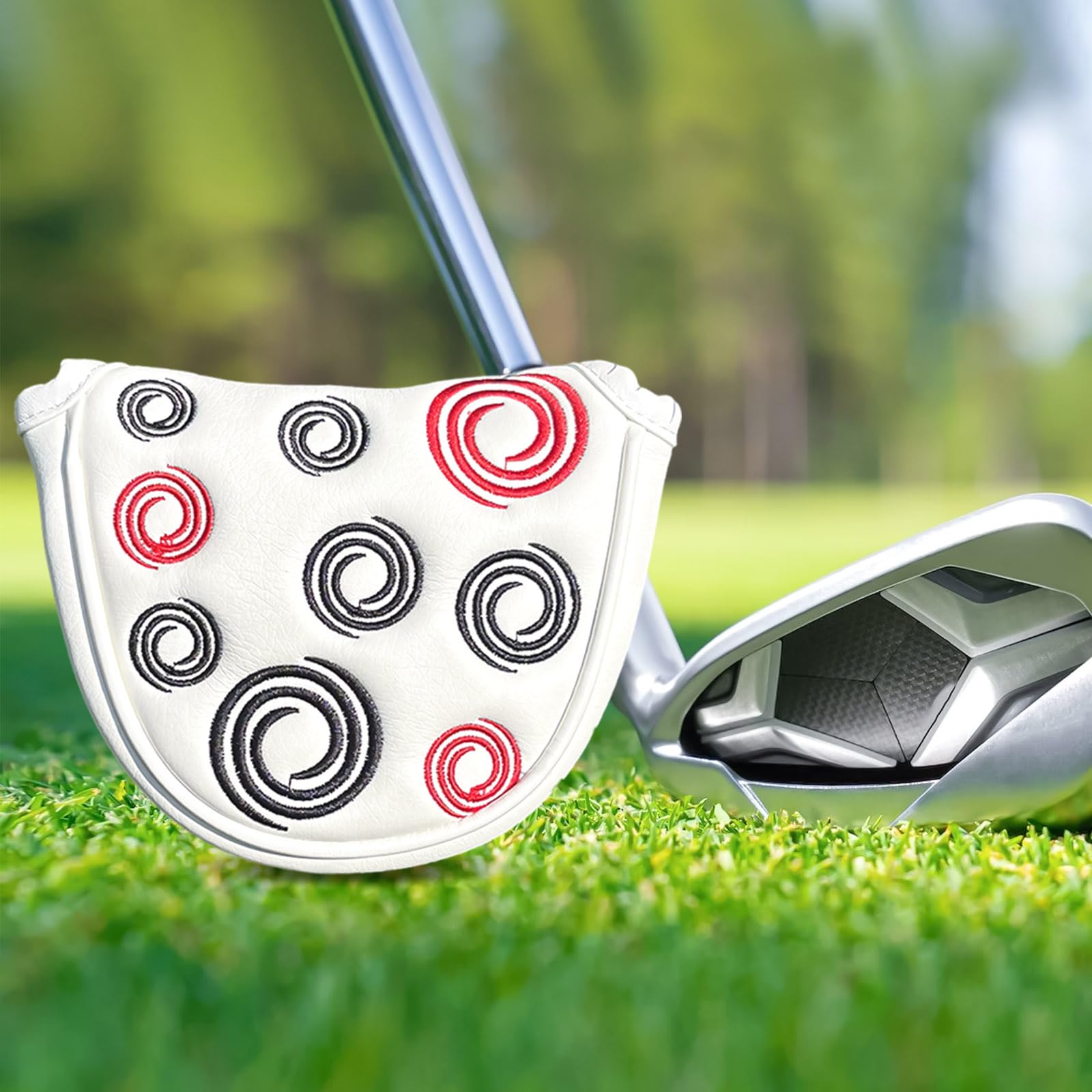 Putter Head Covers,Mallet Putter Headcover, with Circle Embroidery Premium Magnetic Closure Half Round for Golf Headcover Magnetic Applies for Odyssey PutterCovers