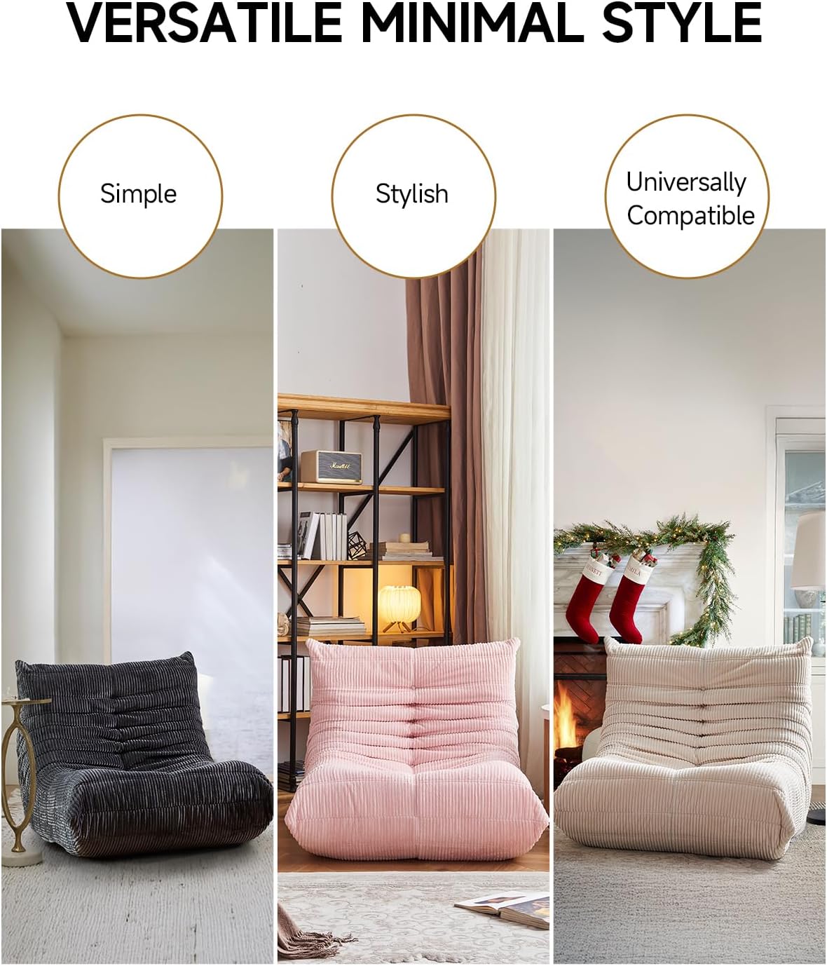 ZCUBED Large Bean Bag Chairs for Adults, Memory Foam Lounge Chair, Soft Corduroy Big Bean Bag Chair Lazy Sofa, Comfy Floor Beanbag Chair Single Sofa for Bedroom Living Room Fireside Book Nook, Beige - Image 9