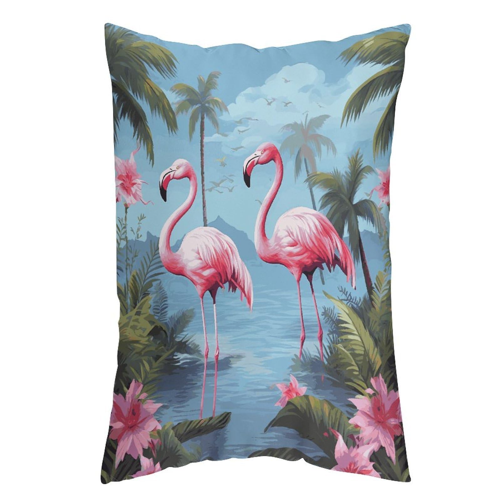 LDGSUPH Tropical Flamingos Pillow Cases Soft Pillowcase with Invisible Zipper Wrinkle Resistant Pillow Covers Breathable Removable Pillow Protector for Bed Sofa Car 12 "x20