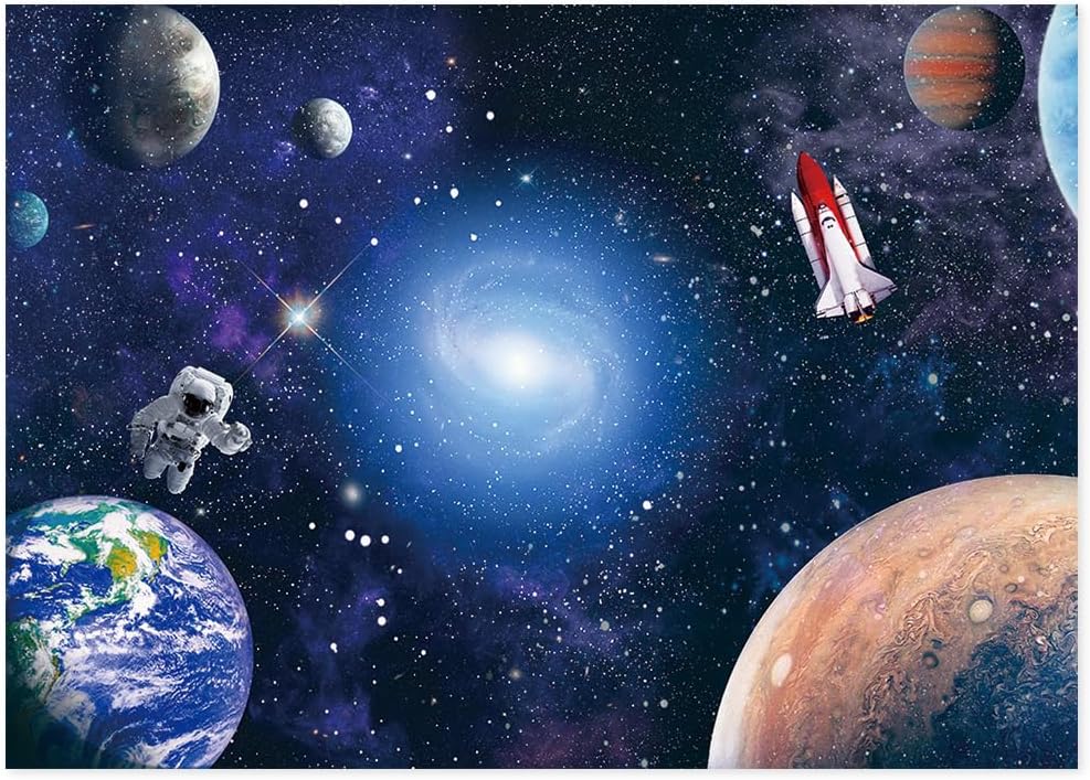 CGXINS 10x8ft Outer Space Backdrop for Baby Kids Astronaut Themed Birthday Party Decoration Supplies Universe Galaxy Stars Newborn Baby Shower Photo Background Photography