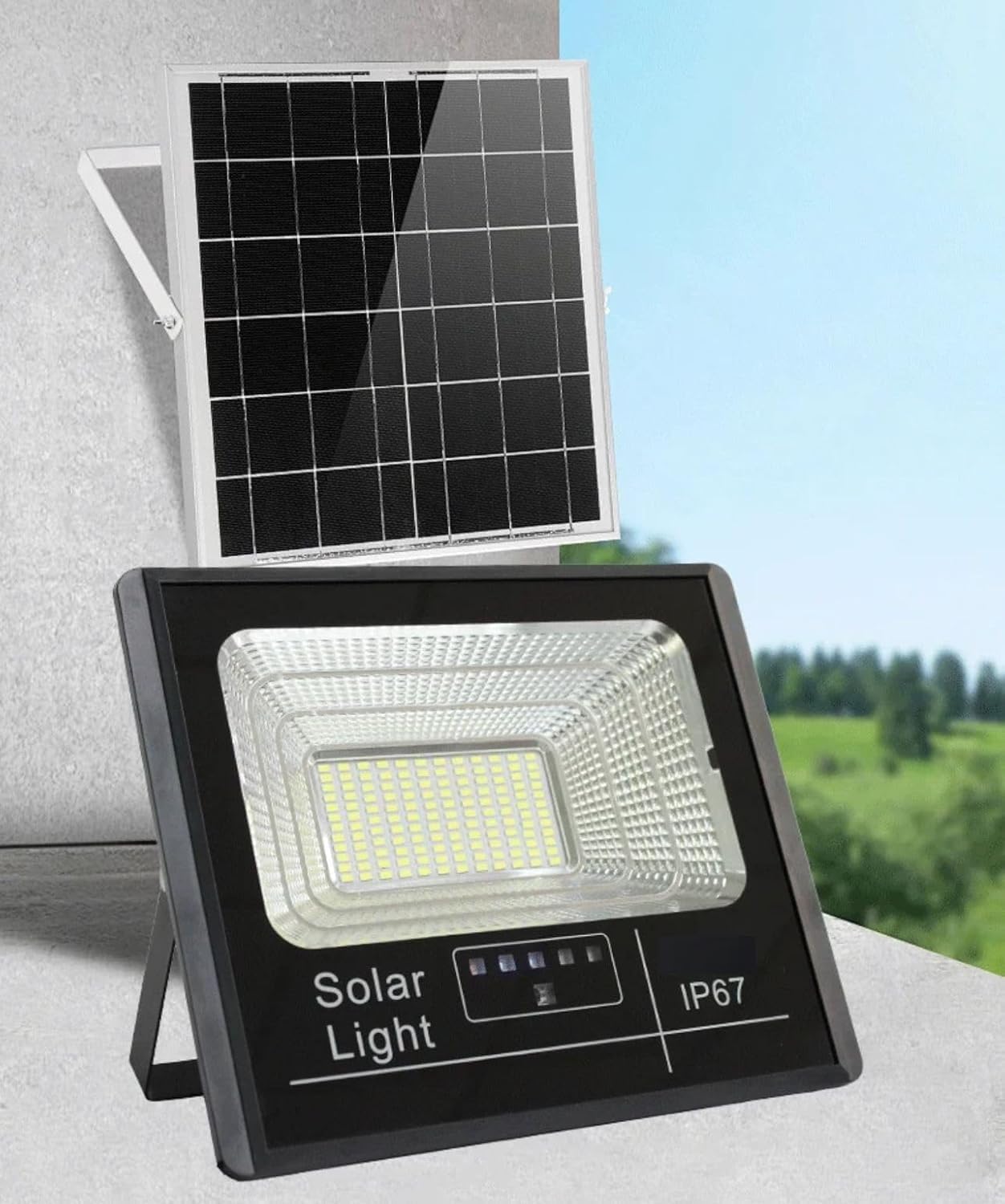 Generico Faretto LED Solare da Esterno 300W, Faro con Sensore Crepuscolare e LED Ultra Luminosi per Giardini, Cortili e Aree Esterne, Sesnsore di Movimento Casa,Giardino,Parcheggio,Strada