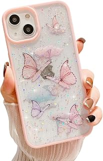VONZEE for iPhone 15 Clear Glitter Butterfly Case, Cute Bling Sparkle Shiny Soft TPU Bumper Shockproof Women Girls Slim Pr... Price In India